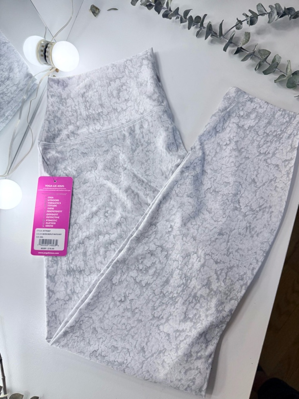 Yogalicious WATER DROPLET WHITE/GREY Leggings - Picture 3 of 6